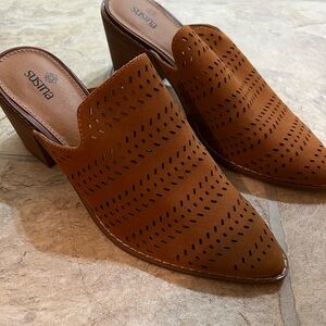 Susina Women's Brown Perforated Mules